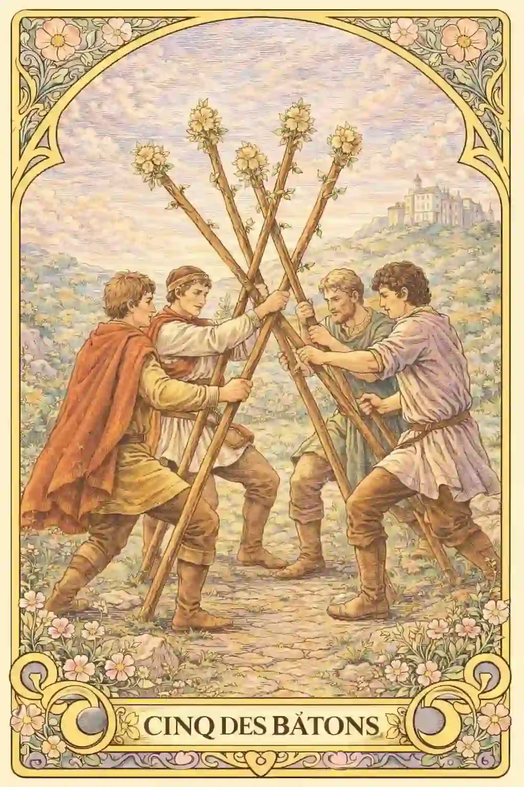 タロットワンド5意味イメージ画像